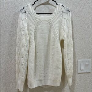 White Cable Knit Sweater • NWOT • Fits Small / Medium
